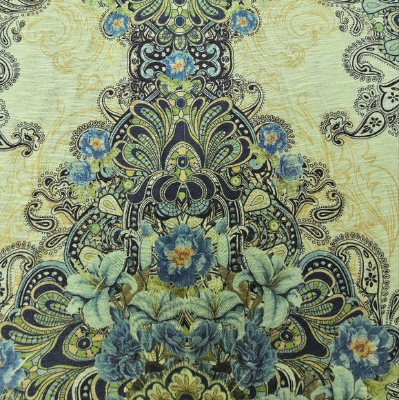 Energe By One World Cato Blue Psychedelic Pattern Boho Tee, Size XL - Picture 5 of 5